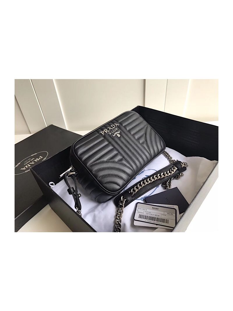 Prada Diagramme leather cross-body bag 1bh083 Black