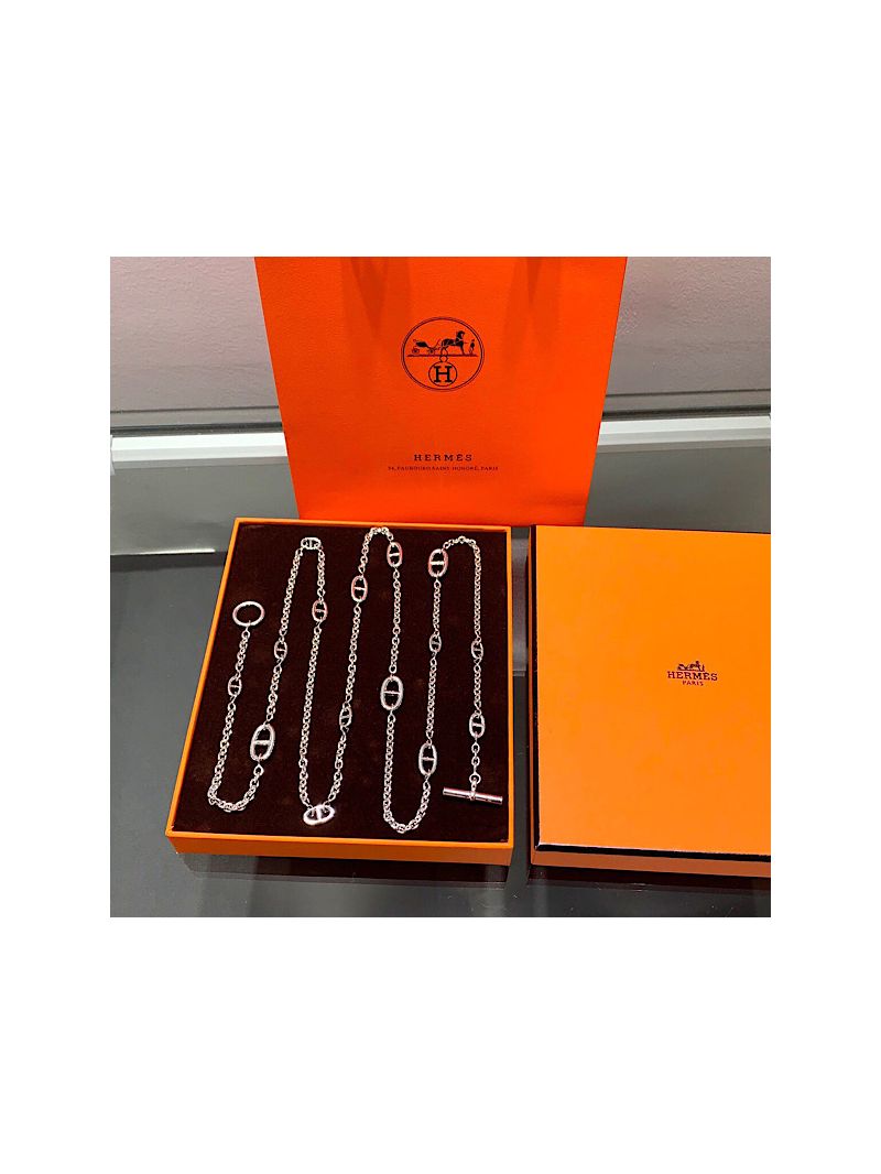 Hermes Farandole Long Necklace for Chain bag 925 Silver 120 H104568B 
