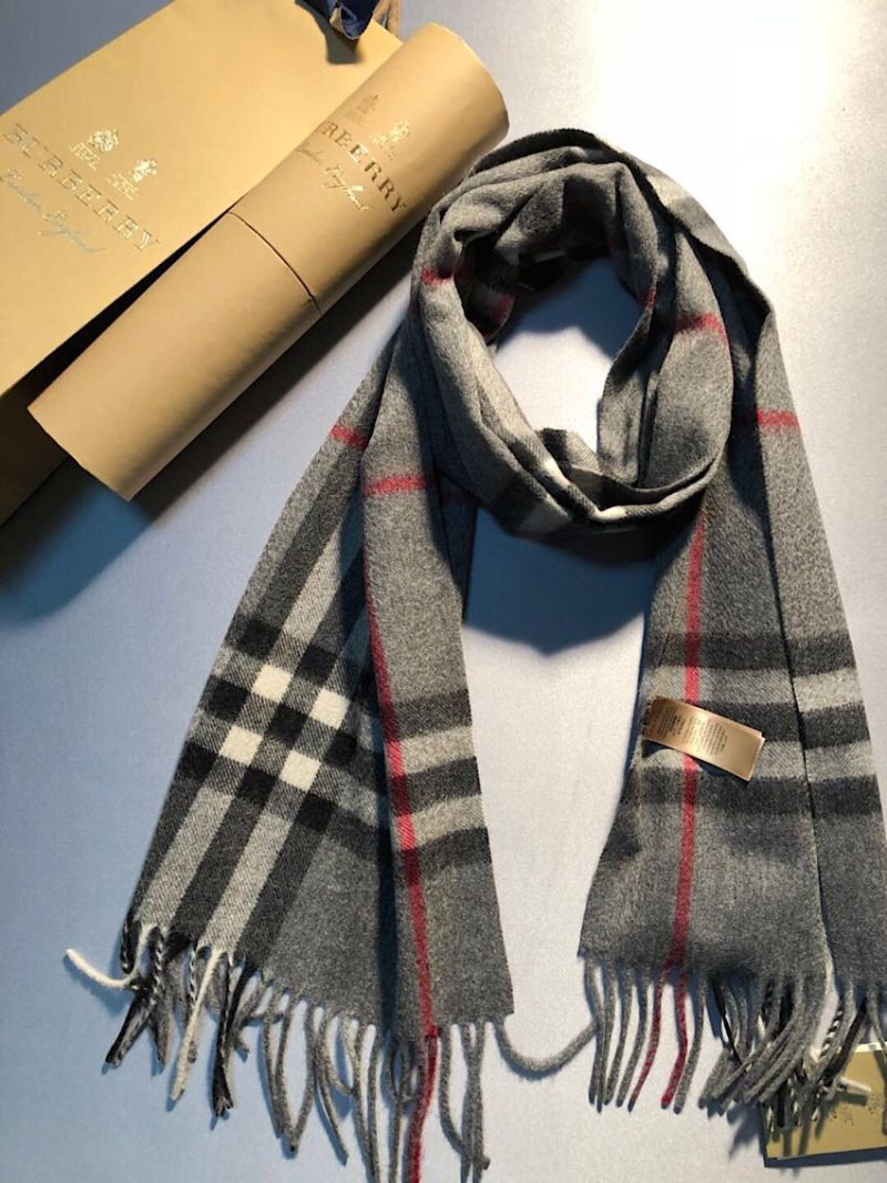 Burberry The Classic Check Cashmere Scarf Charcoal Check