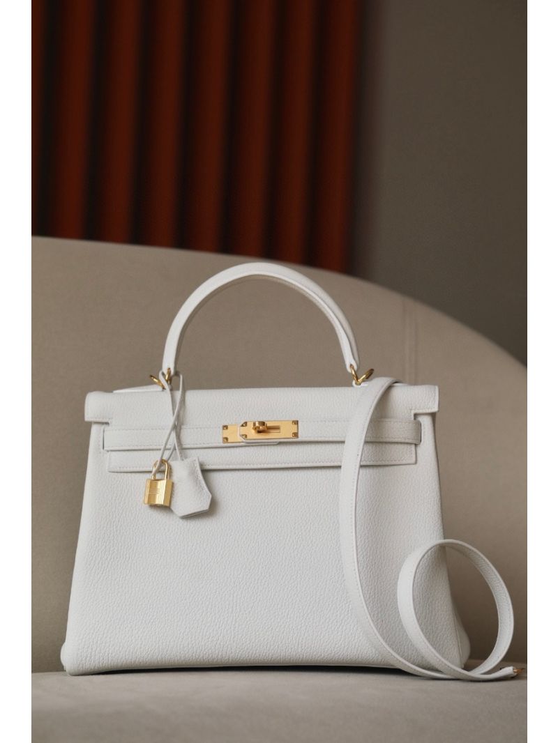 Hermes Kelly Togo White Bag