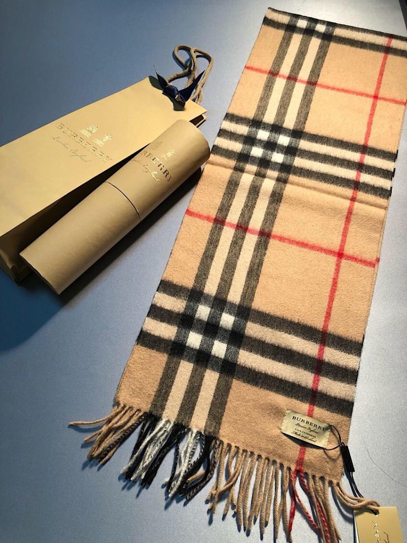 Burberry The Classic Check Cashmere Scarf Camel Check