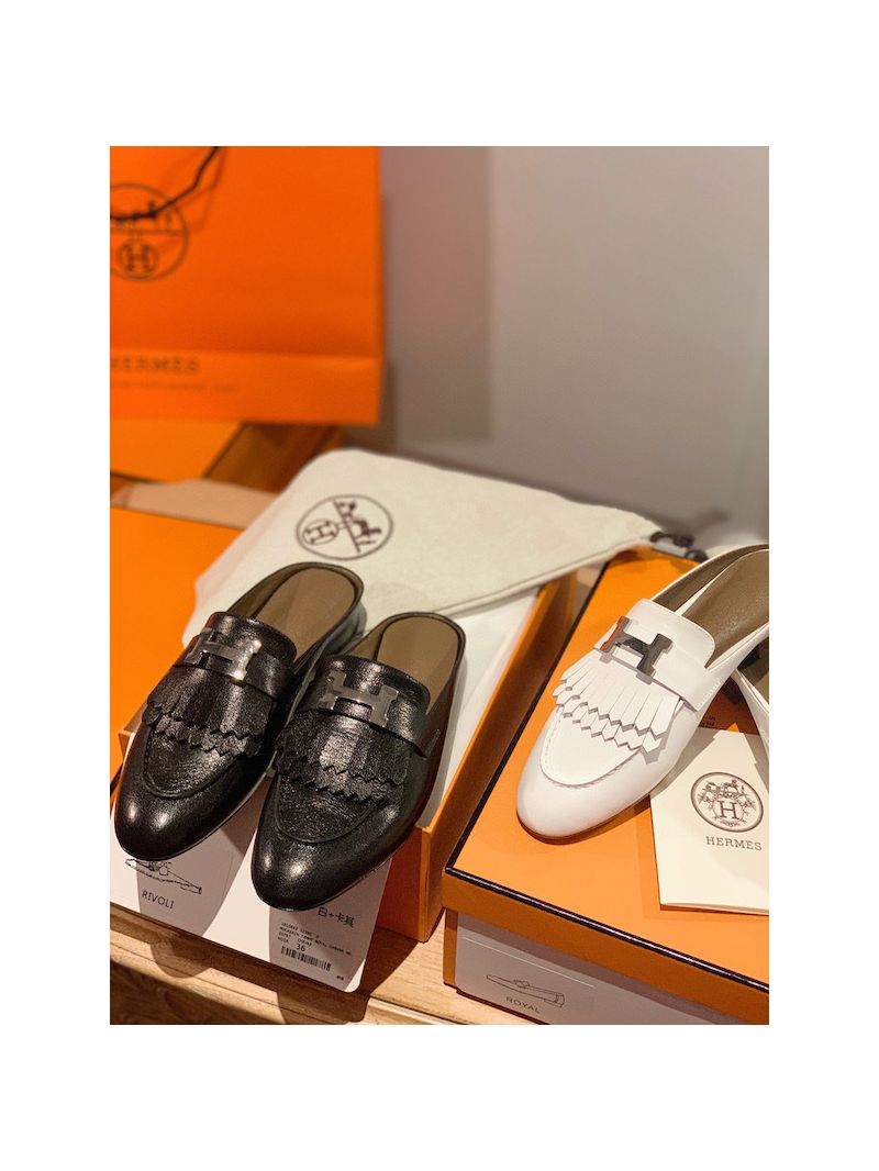 Hermes Rivoli Mule in Goatskin H181067Z Noir