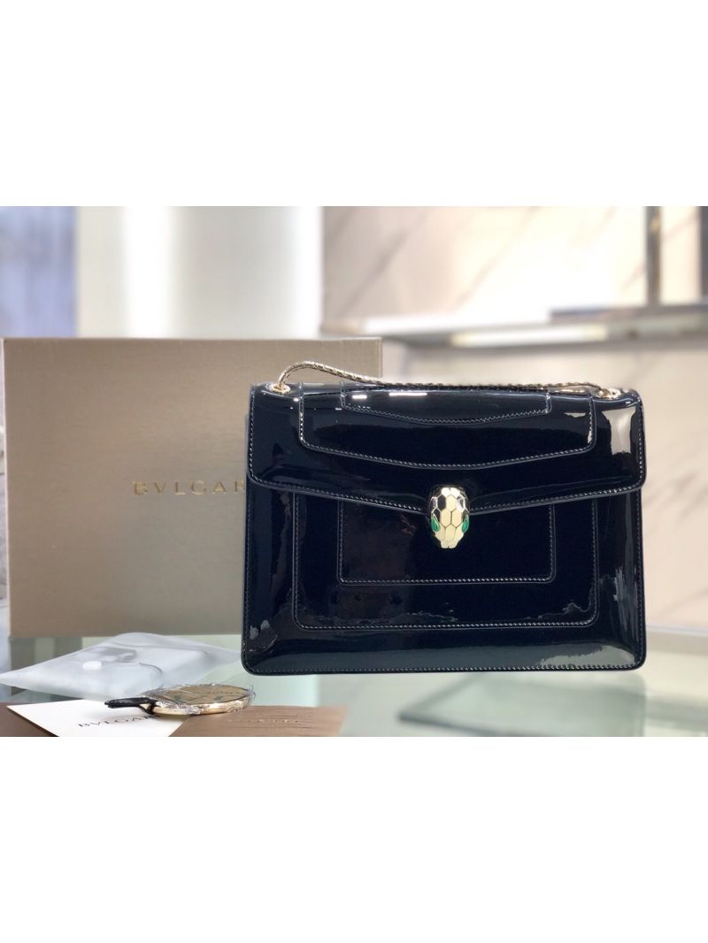 Bvlgari Serpenti Forever Flap Cover Bag in Metallic Black 39793