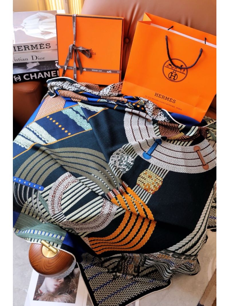 Hermes Dressage Tressage Shawl 140 Cashmere Silk H243974S