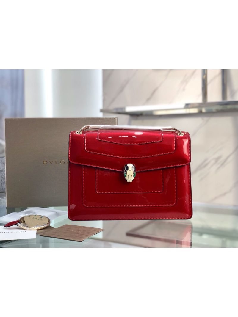 Bvlgari Serpenti Forever Flap Cover Bag in Metallic Red 39793
