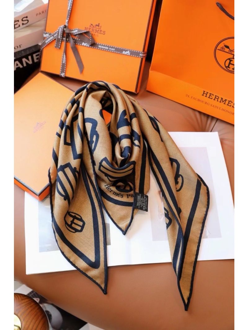Hermes Bouclerie Moderne En Casaques Giant Triangle Cashmere Silk H364113S Camel