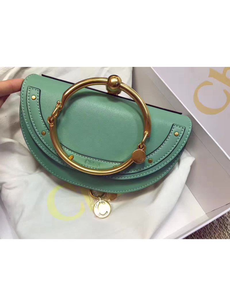 Chloe Small Nile Minaudière in Smooth Calfskin Mint