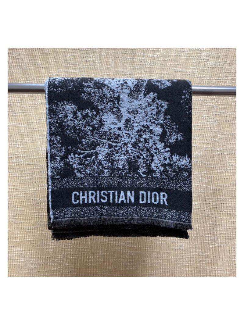 Dior Navy Blue Toille De Joy Wool and Angora Reversible Blanket 01CDO