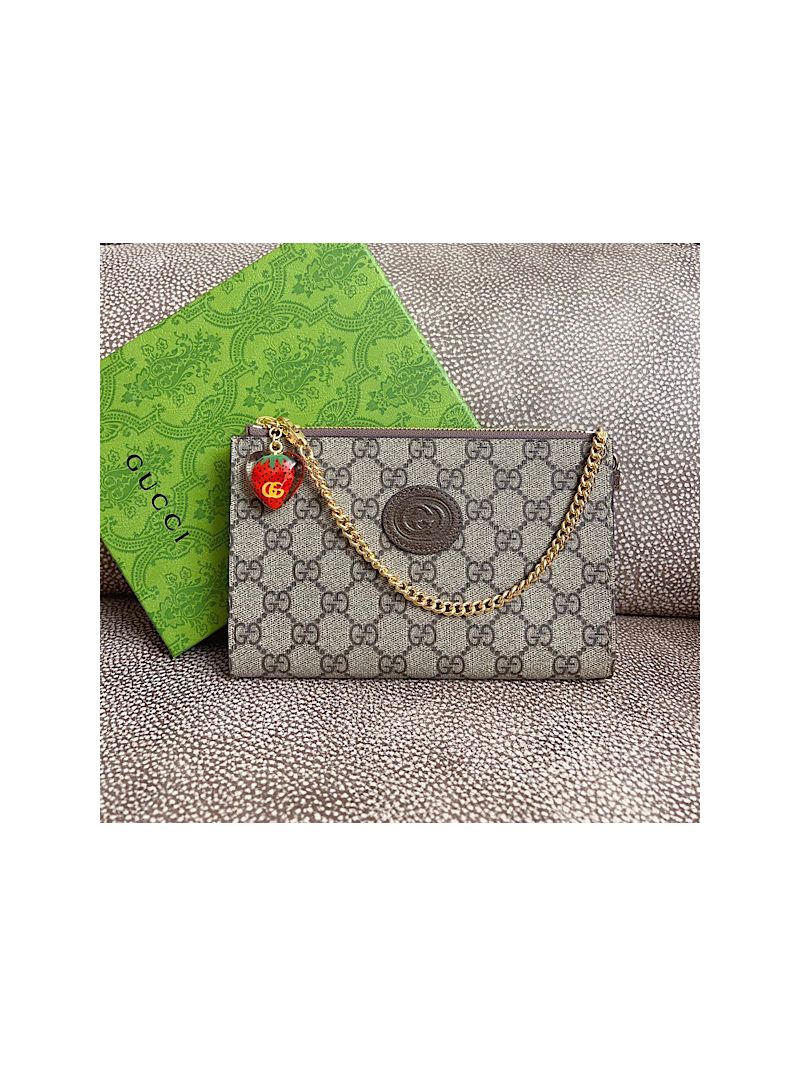Gucci Wrist wallet with Double G Strawberry 726250