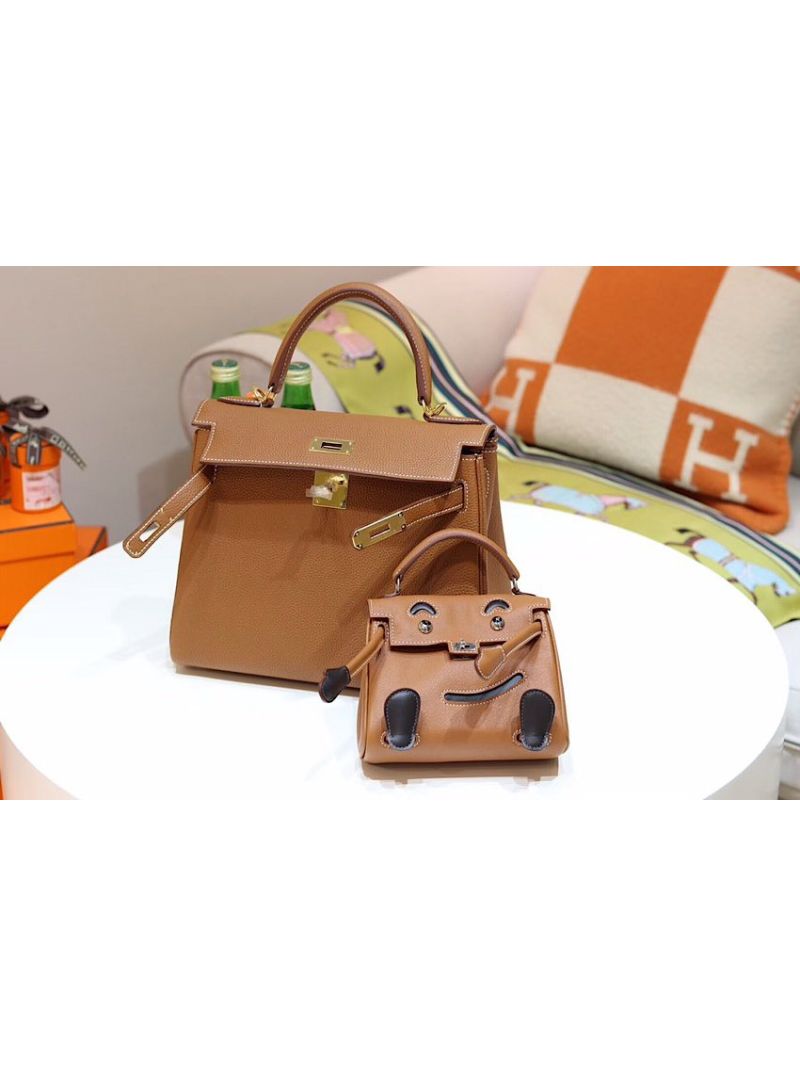 Hermes Limited Edition Swift Leather Quelle Idole Kelly Doll Bag Brown