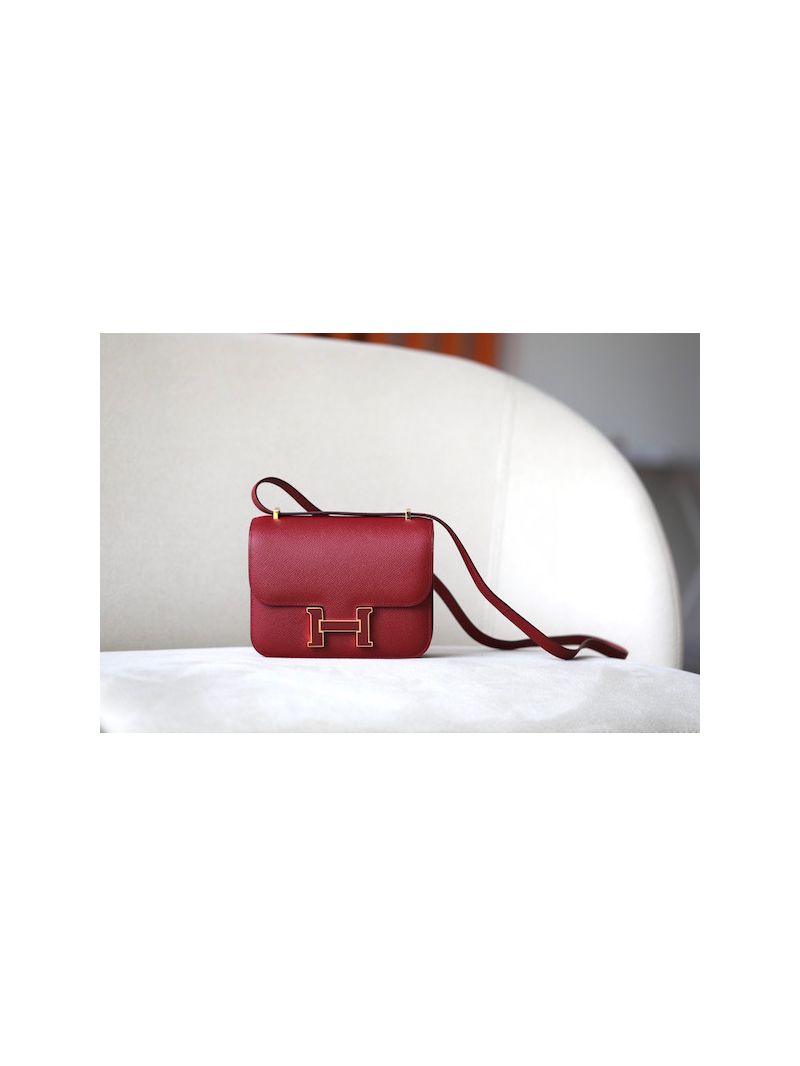 Hermes Constance in Rough Grenade Epsom leather crossbody bag with Enamel Hardware
