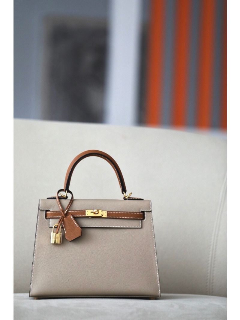 Hermes Kelly Epsom Bi-Color Trench w Brown Bag