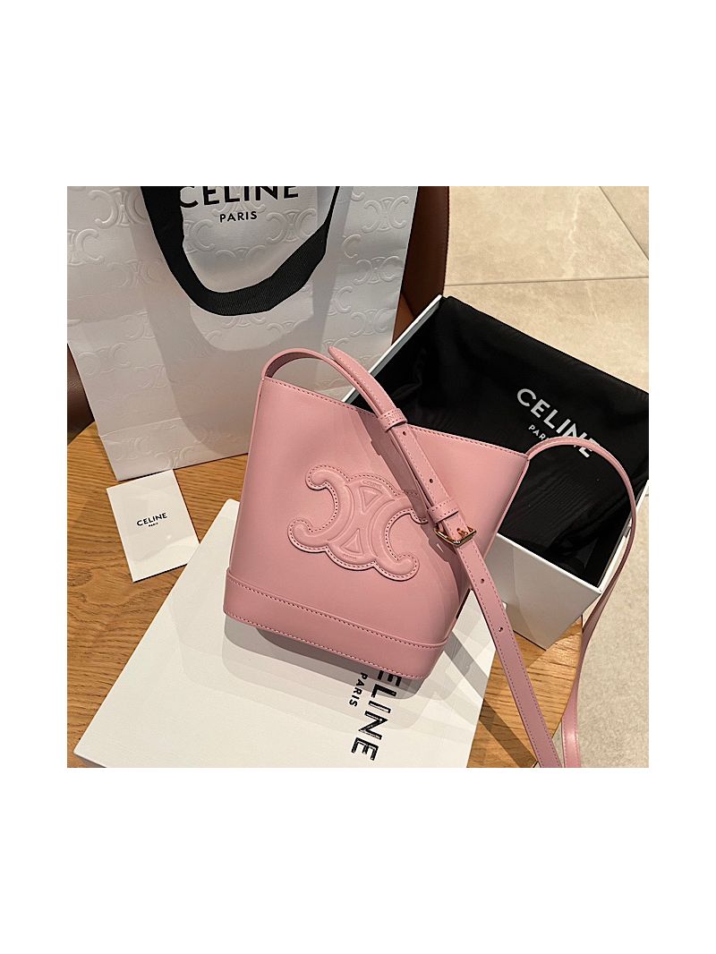 Celine Small Bucket Cuir Triomphe In Smooth Calfskin 198243 Poudre