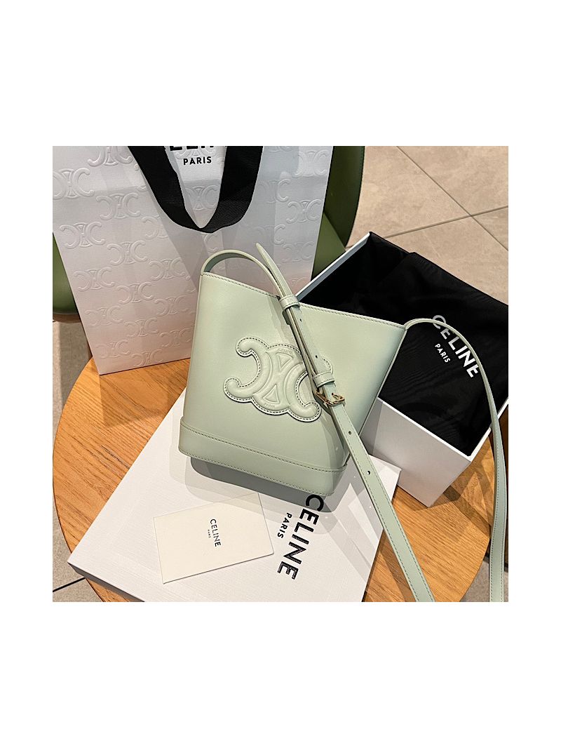 Celine Small Bucket Cuir Triomphe In Smooth Calfskin 198243 Jade