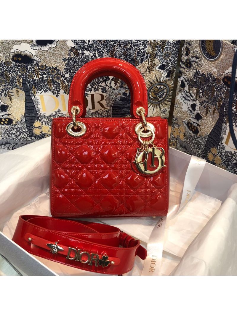 Dior My ABCdior Lady Dior Bag in Patent Calfskin M0538 Red