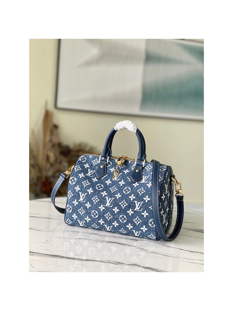 Louis Vuitton LV Speedy Bandoulière 25 Monogram Denim Jacquard M59609 Navy Blue