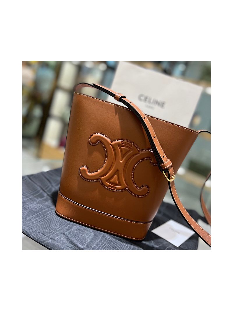 Celine Small Bucket Cuir Triomphe In Smooth Calfskin 198243 Tan