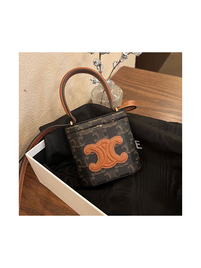 Celine Lock Bag Cuir Triomphe In Triomphe Canvas And Calfskin Tan199602