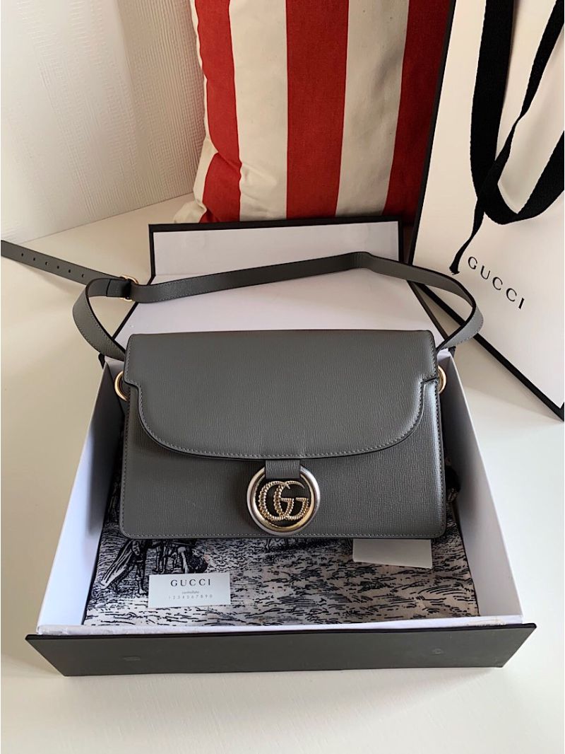 Gucci Small Leather Shoulder Bag 589474 Dusty Grey