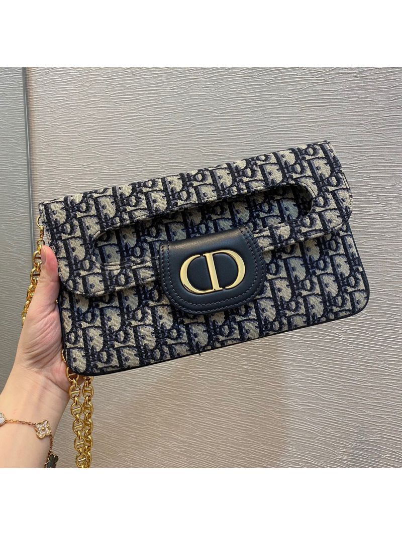 Dior Medium DiorDouble Bag Blue Oblique Jacquard M8641
