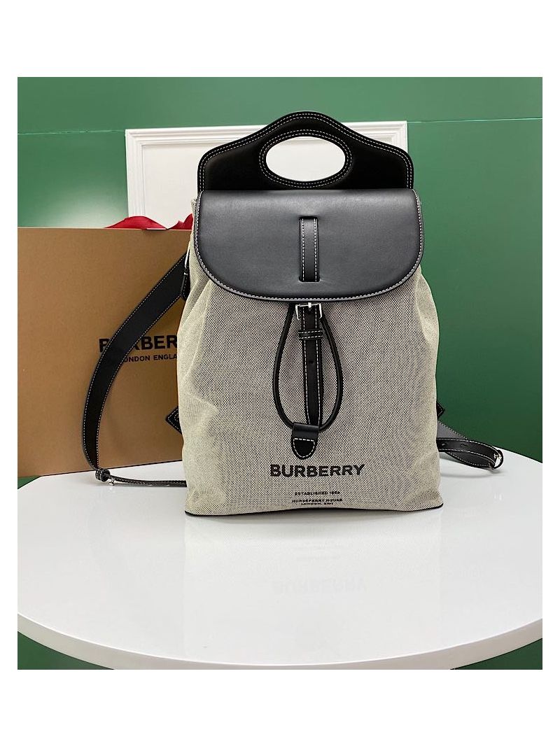 Burberry Print Canvas and Leather Pocket Backpack 80420191 Black