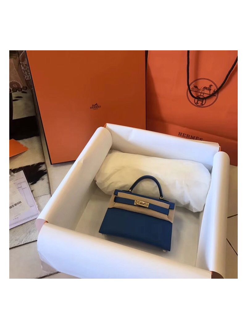 Hermès Epsom Mini Kelly Sellier II 20 Cobalt Blue