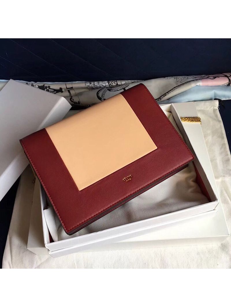 Céline Frame Clutch bag Ruby/ Apricot Shiny Smooth Calfskin 180268