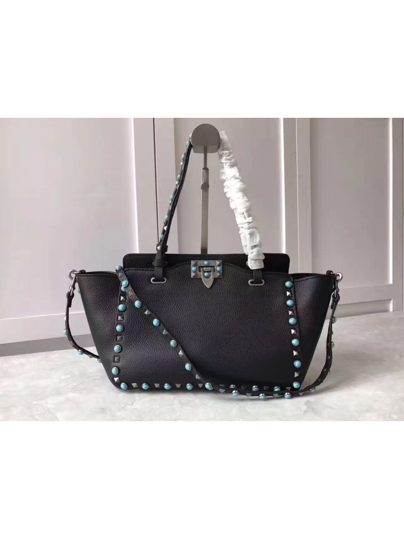Valentino Garavani Rockstud Rolling Tote Bag Black