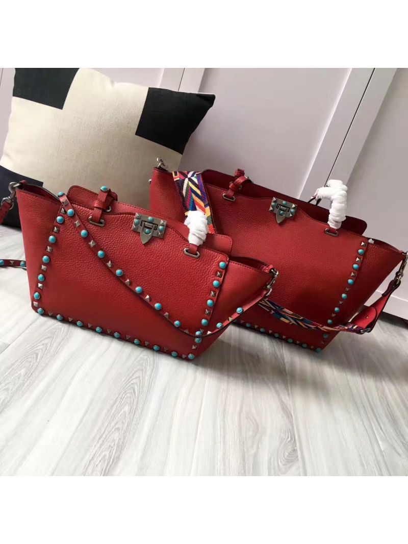 Valentino Garavani Rockstud Rolling Tote Bag Red