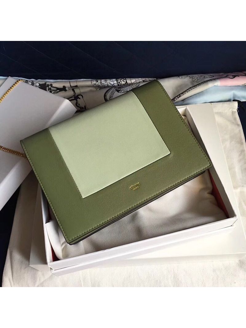 Céline Frame Clutch bag Green/Mint Shiny Smooth Calfskin 180268