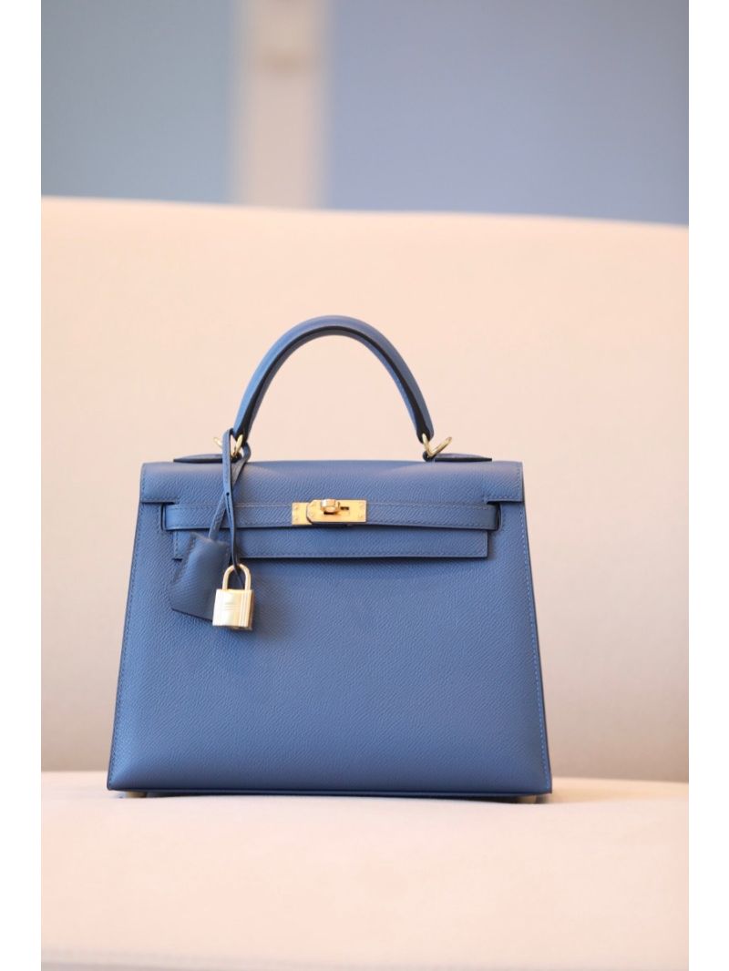 Hermes Kelly Epsom Blue Agate Bag