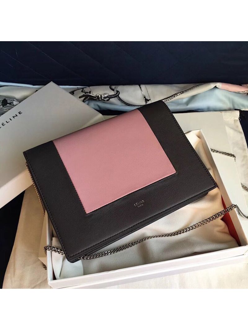 Céline Frame Clutch bag Antique Rose/ Liquorice Shiny Smooth Calfskin 180268