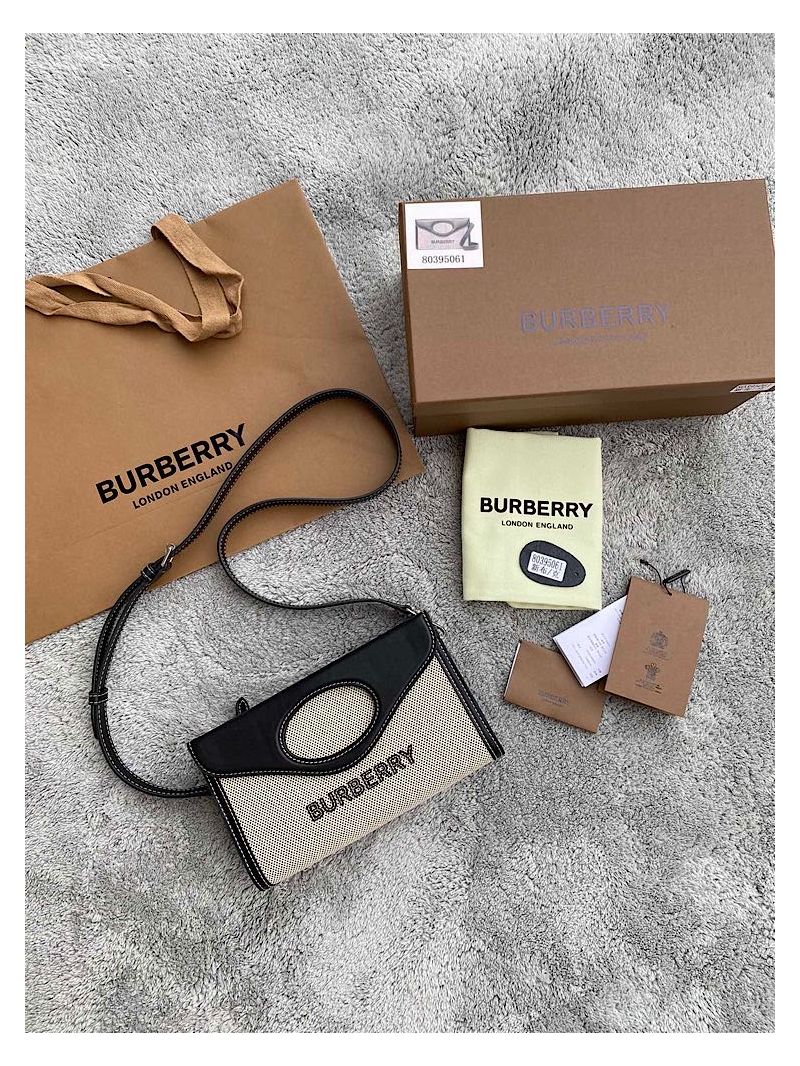 Burberry Canvas and Leather Foldover Pocket Bag 80395061