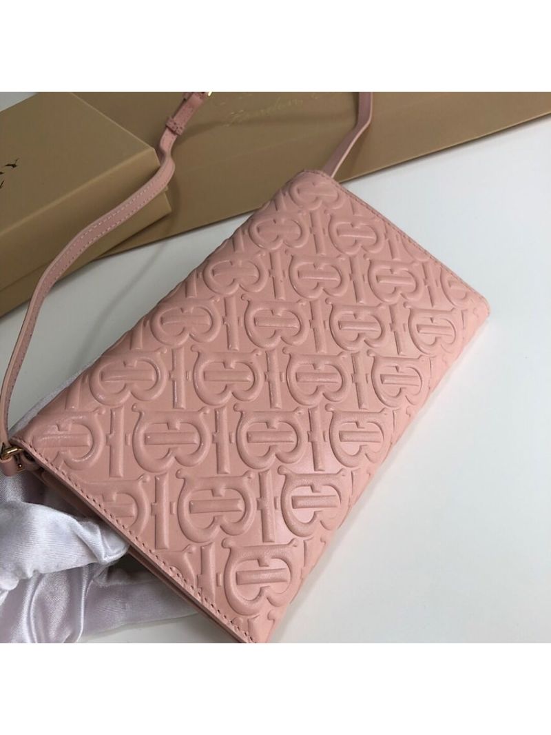 Burberry Monogram Leather Wallet with Detachable Strap 80104761 Rose beige
