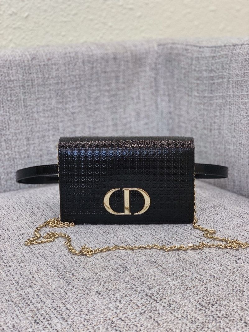 Dior 30 Montaigne 2-in-1 Pouch in Metallic Black Microcannage Calfskin