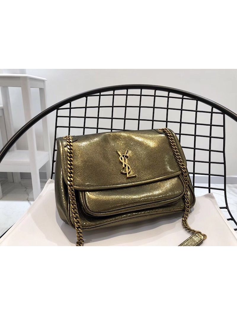 Yves Saint Laurent YSL Niki Medium in Metallic Leather Champagne Gold