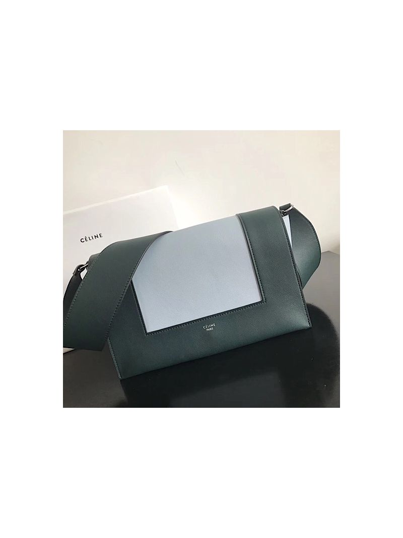 Celine Medium Frame Shoulder Bag in Green Shiny Smooth Calfskin 180263