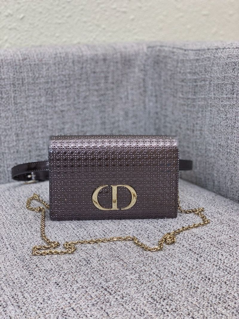 Dior 30 Montaigne 2-in-1 Pouch in Metallic Steel Gray Microcannage Calfskin