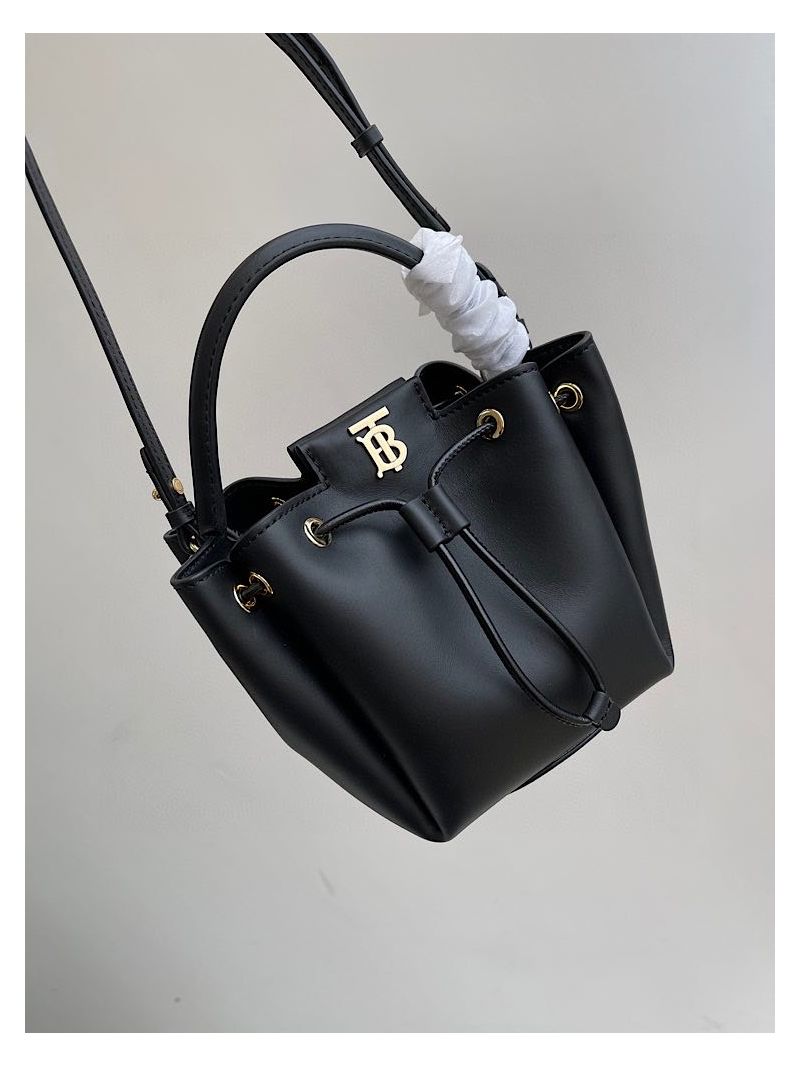 Burberry Monogram Motif Leather Bucket Bag 80285411 Black