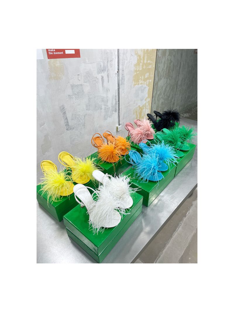 Bottega Veneta BV Feather Dot Ostrich Feather with 9cm Heel 667167