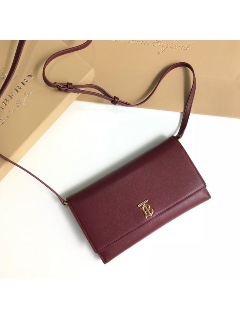 Burberry Monogram Motif Leather Wallet with Detachable Strap 80097551 Burgundy