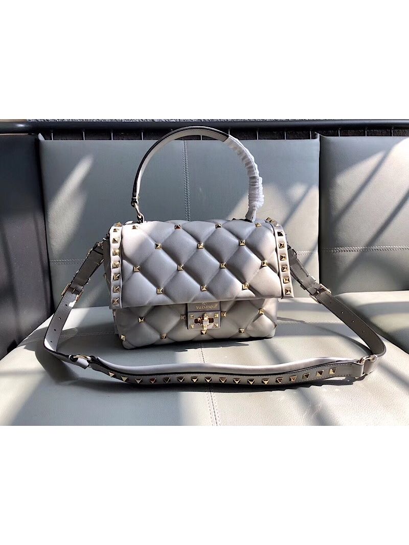 Valentino Candystud Top Handle Bag Grey