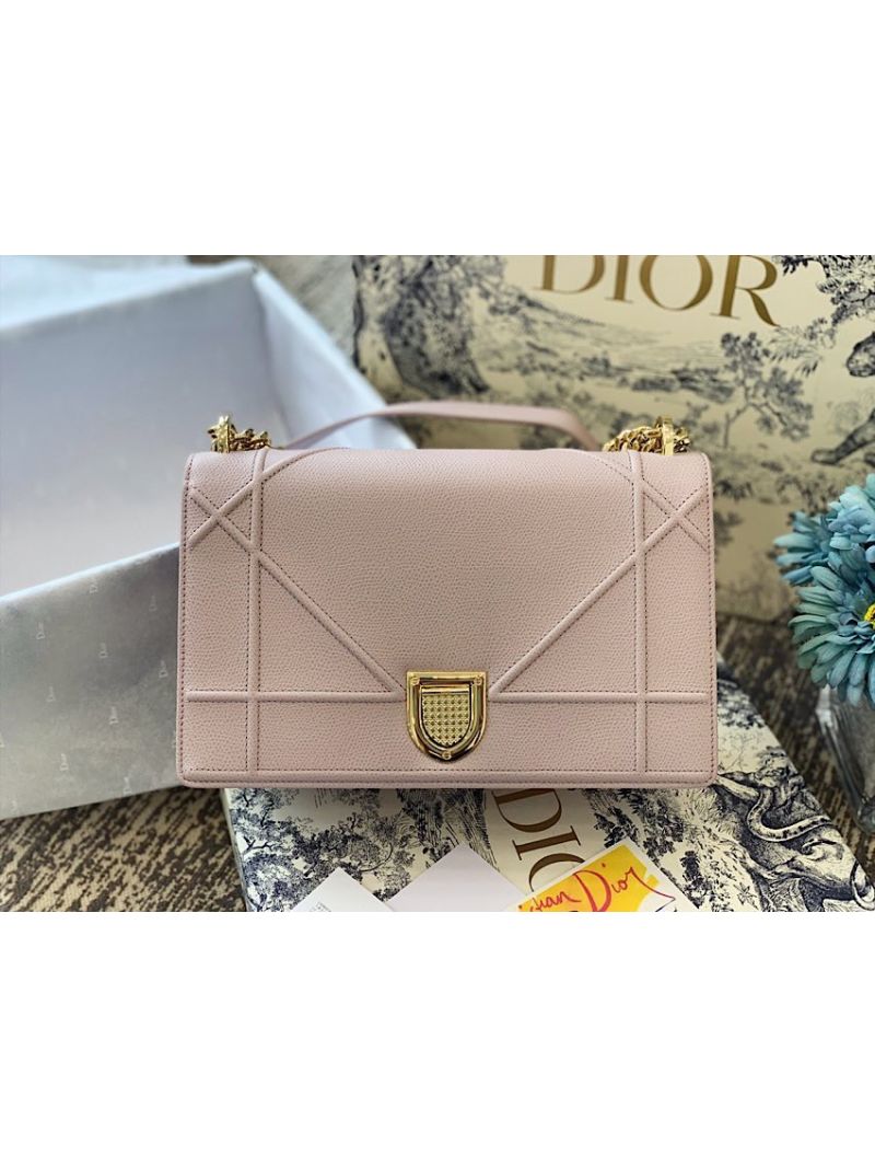 Dior "Diorama" Flap in Grainy Calfskin with Large Cannage Motif Bag Lavender