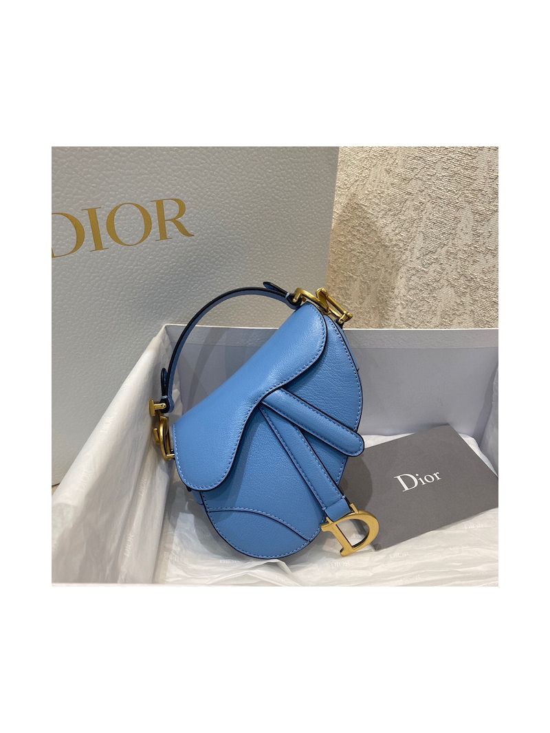 Dior Micro Saddle Bag Cornflower Blue Goatskin S5662