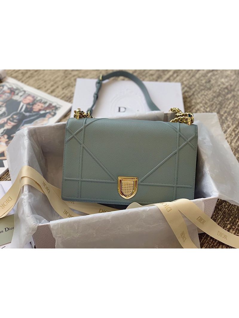 Dior "Diorama" Flap in Grainy Calfskin with Large Cannage Motif Bag Baby Blue