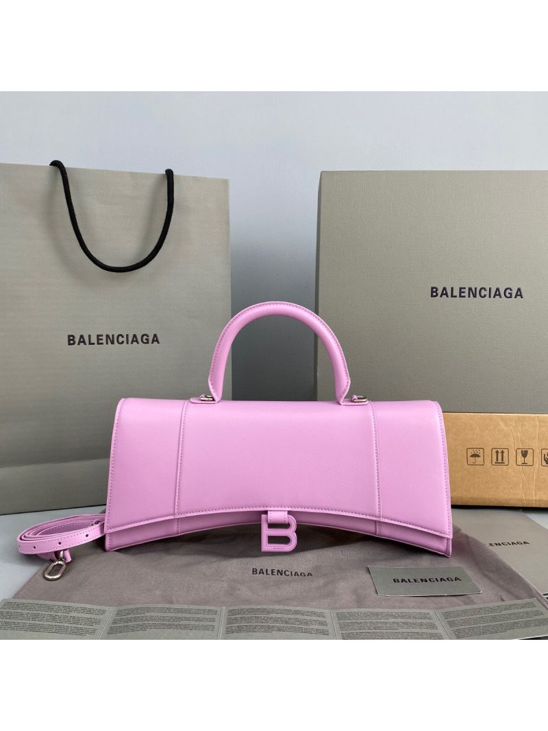 Balenciaga Hourglass Stretched Top Handle Bag in Light Purple Shiny Box Calfskin 6549461