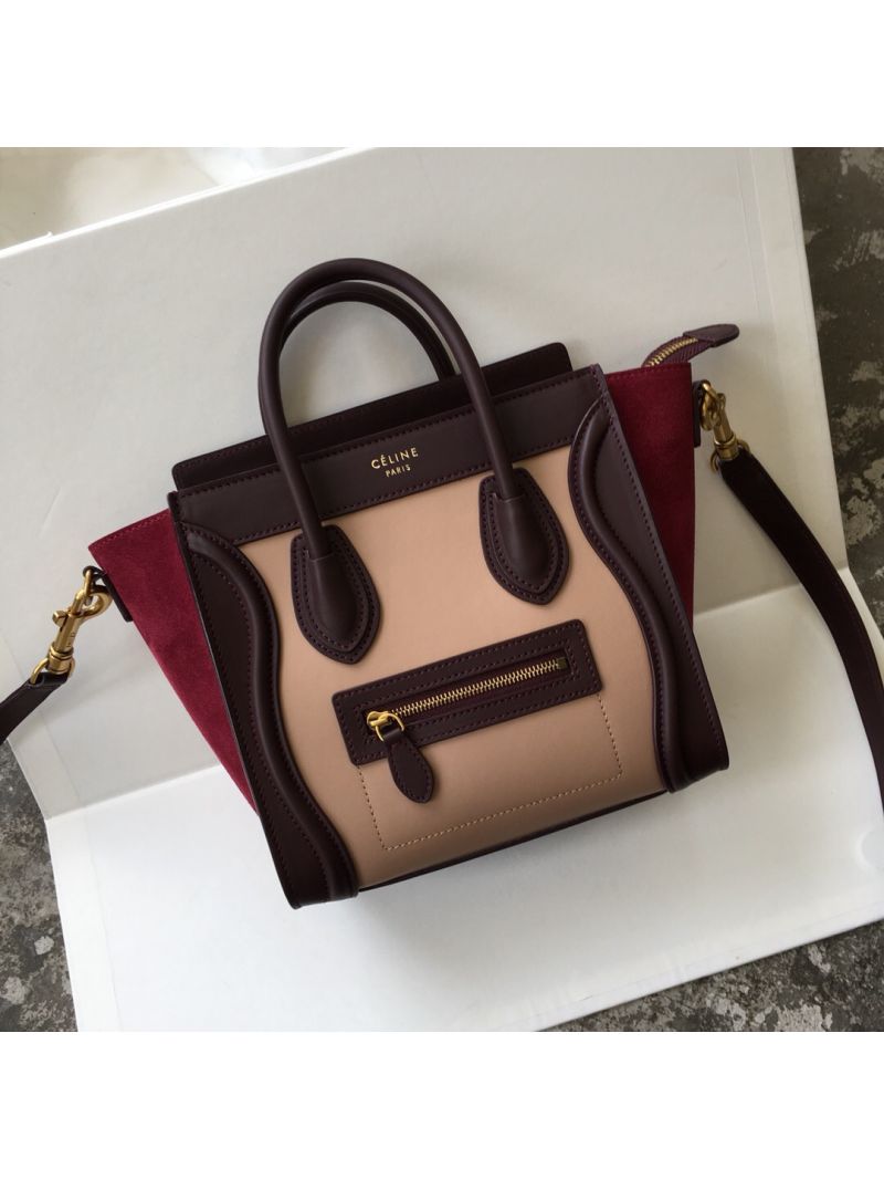 Céline Luggage Tote Smooth Calfskin Wine