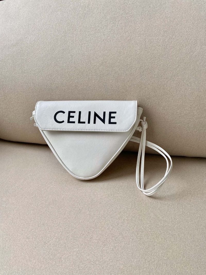Celine Triangle Bag In Smooth Calfskin With Celine Print 195903 White