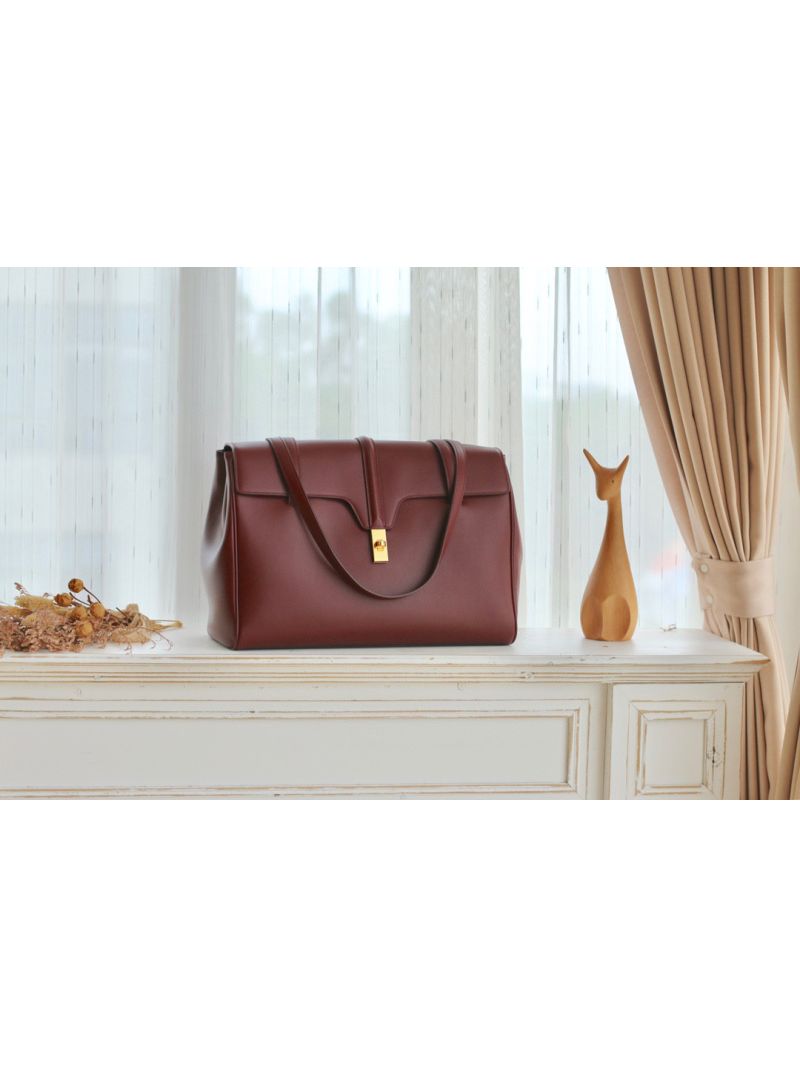 Celine Large Soft 16 Bag In Smooth Calfskin 194043 Burgundy