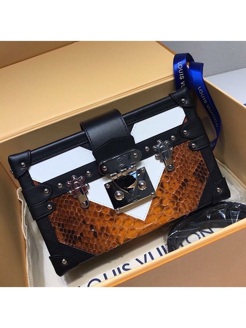 Louis Vuitton LV Petite Malle V Motif with Python Leather N93800
